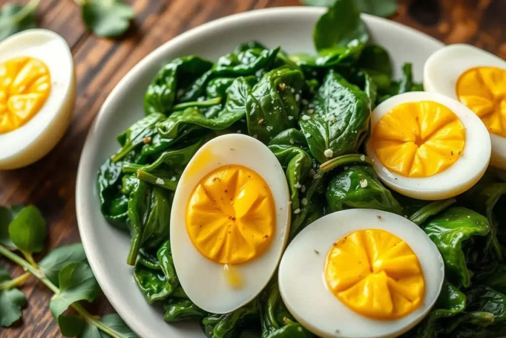 spinach with boiled eggs recipe