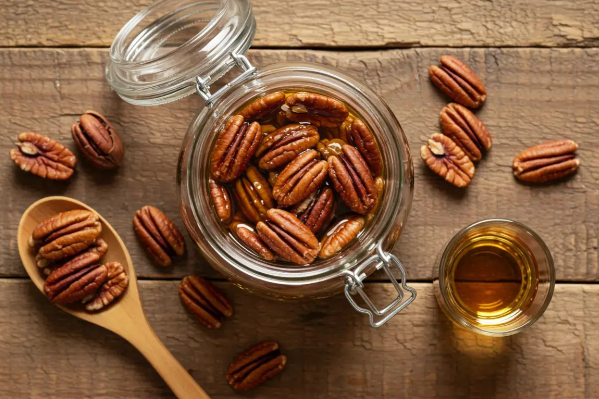 How long to soak pecans in bourbon